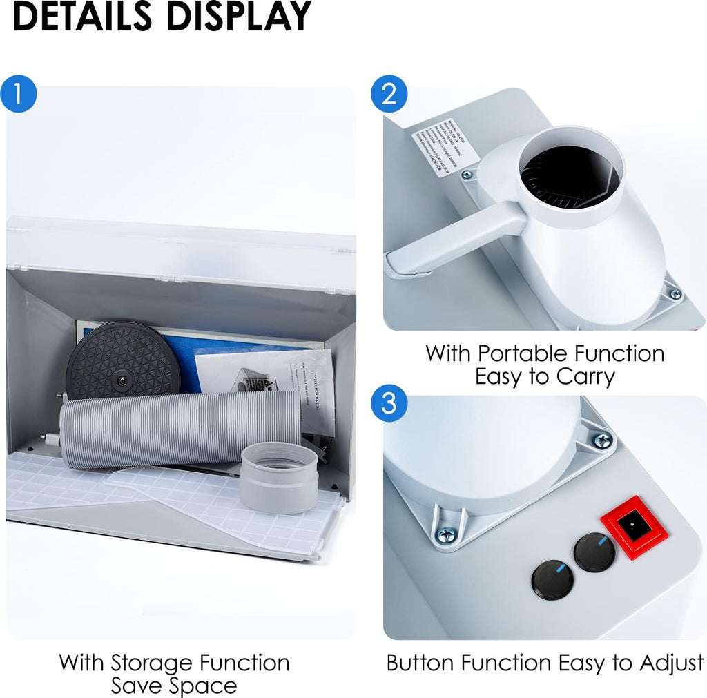 Airbrush Spray Booth Kit with LED Light, Portable Paint Booth for Crafts, Compact Airbrush Station for Cake and T-Shirt Painting, Hobby and Art Projects