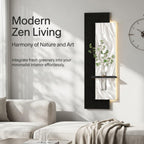 3D Sandstone LED Wall Art, Modern Textured Sculptures with Glass Vase