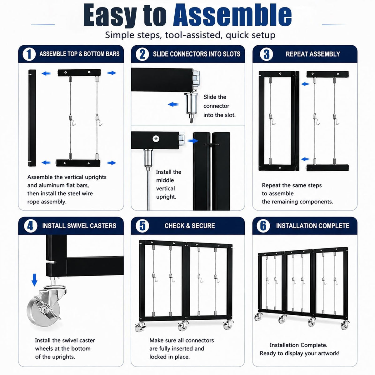 5 Panle Movable Folding Display Rack for Painting/ Art/ Craft Exhibition