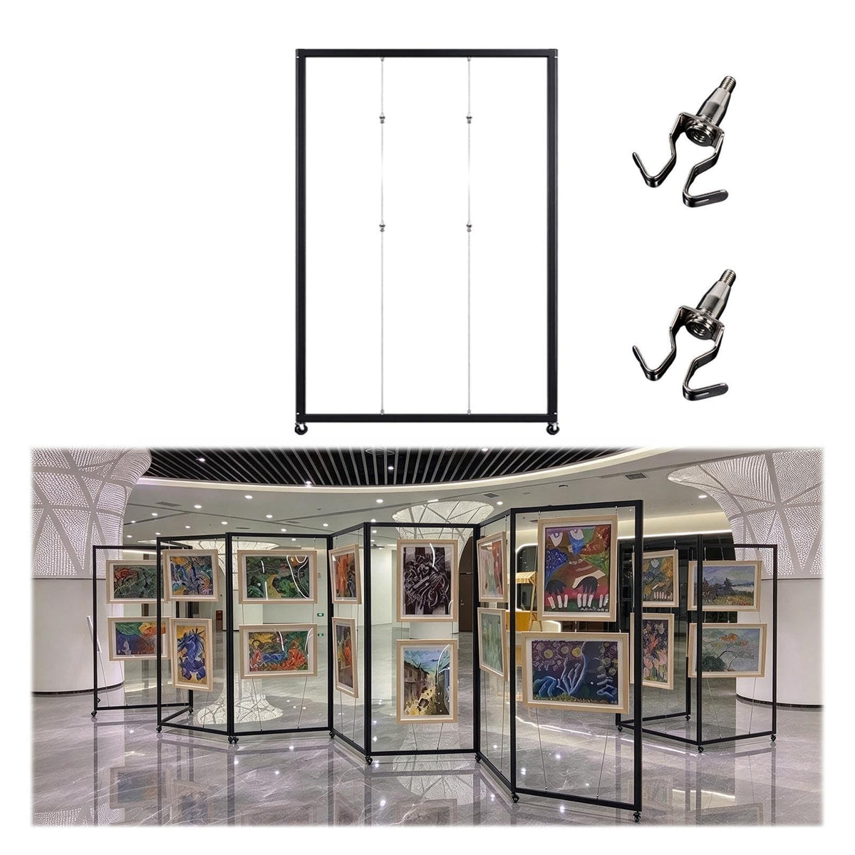 Aluminum Art Display Panels Floor Standing Art Show 64 72 80 88 96 in Tall