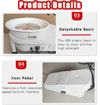 350W Pottery Wheel with Foot Pedal and Detachable Basin, Electric Pottery Forming Machine for Beginners, Adults, Kids, Home Studio Art Craft DIY – Complete 16-Piece Tool Kit Included