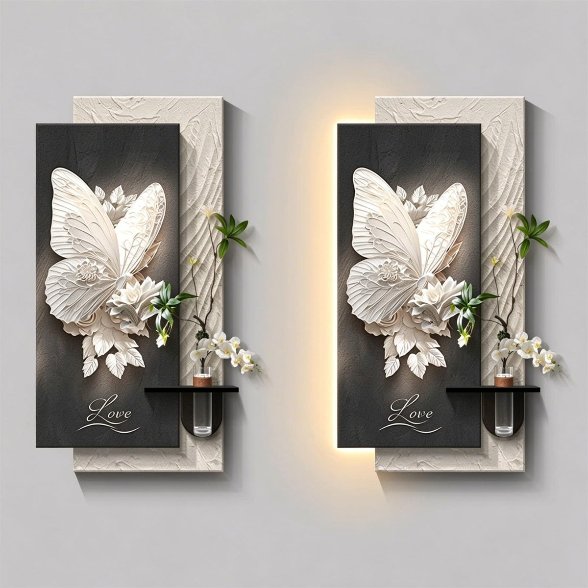 ZAHINWIE 3D LED Wall Art Decor, Sandstone Relief Sculpture, Mural