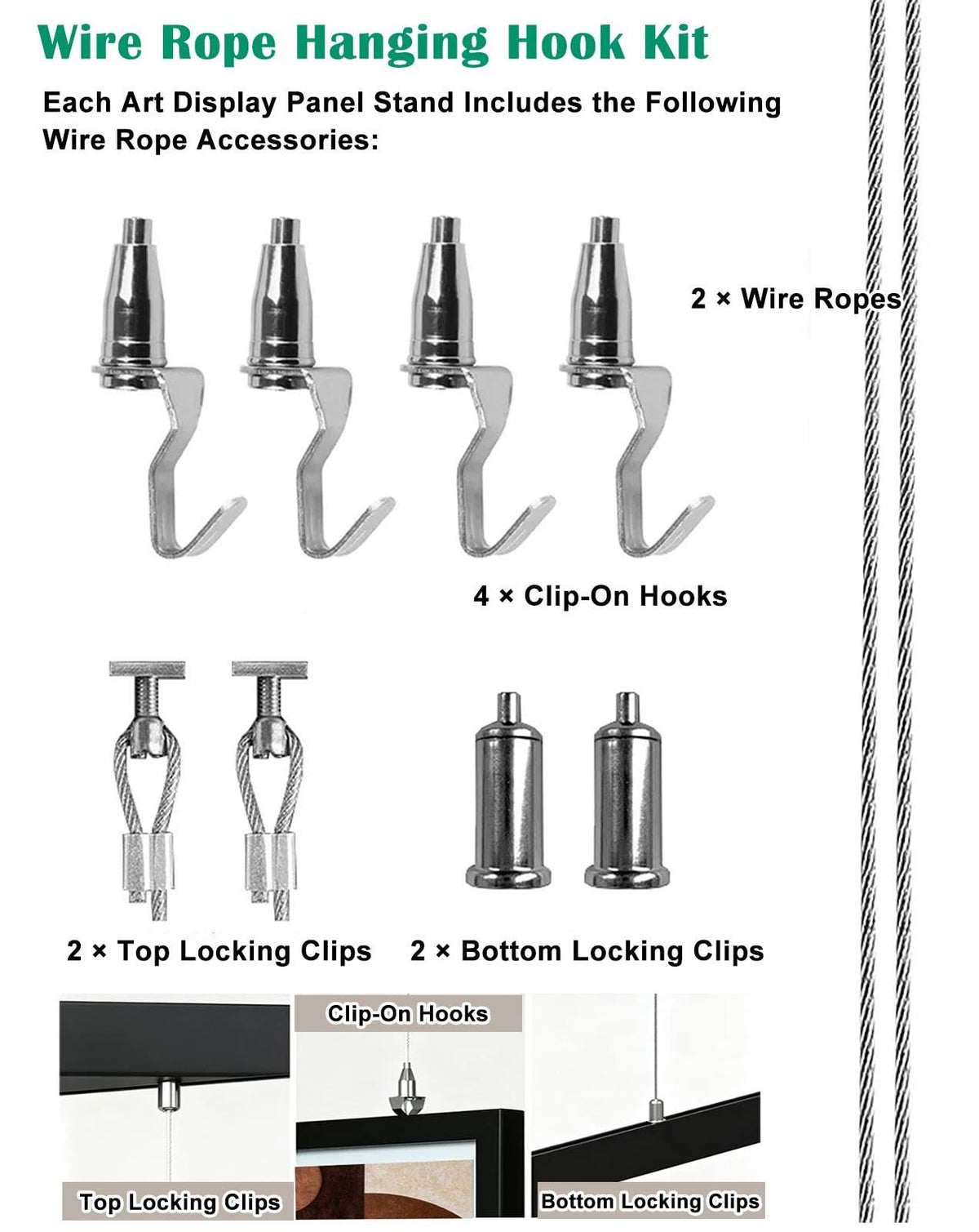Art Show Display Panels, Mobile Folding Exhibit Screen with Hanging Cables