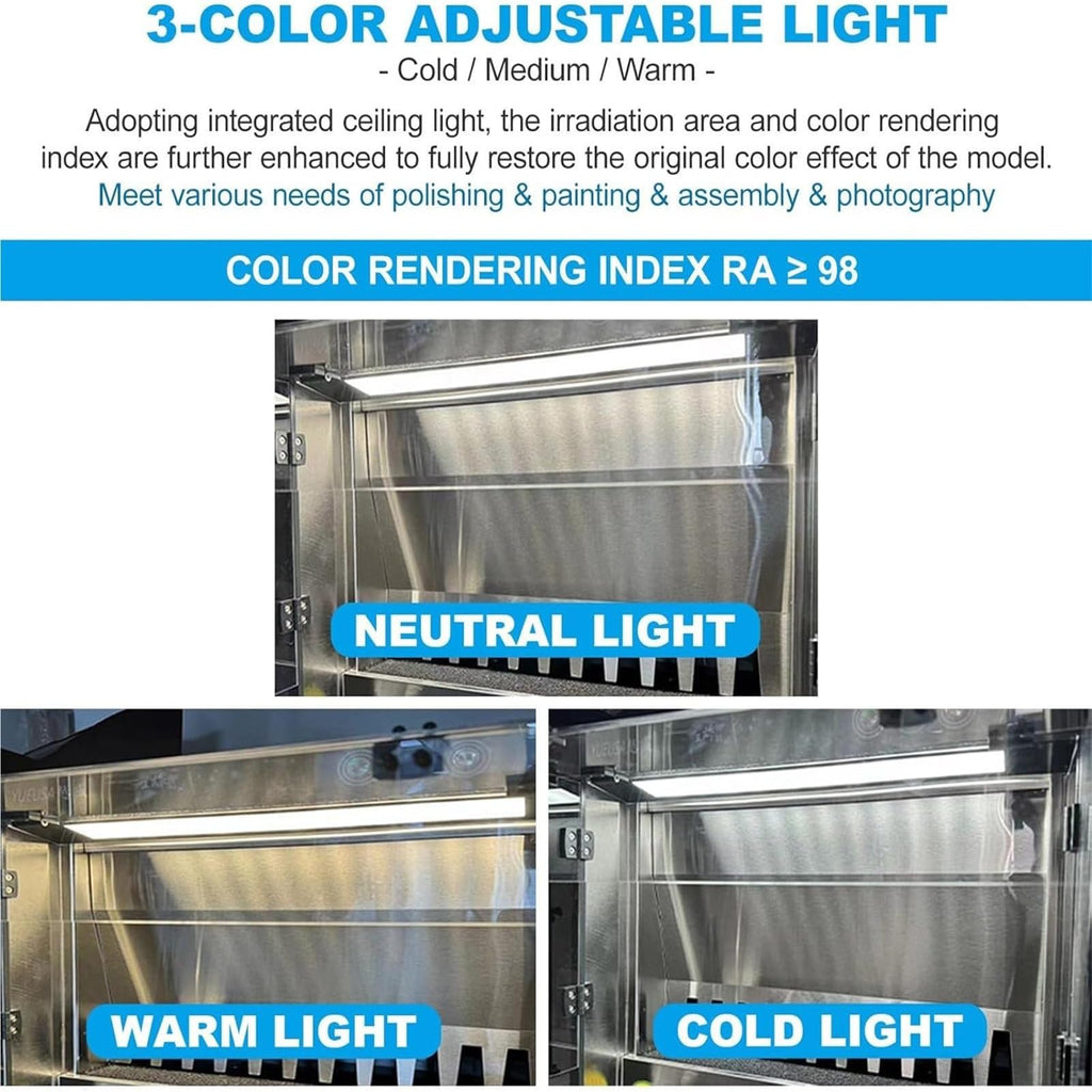 Water Curtain Airbrush Spray Booth, Touch Control with Waterfall Exhaust System – 3 Color LED Lights, Ideal for DIY Art, Crafts, Models, Cakes, and Nails