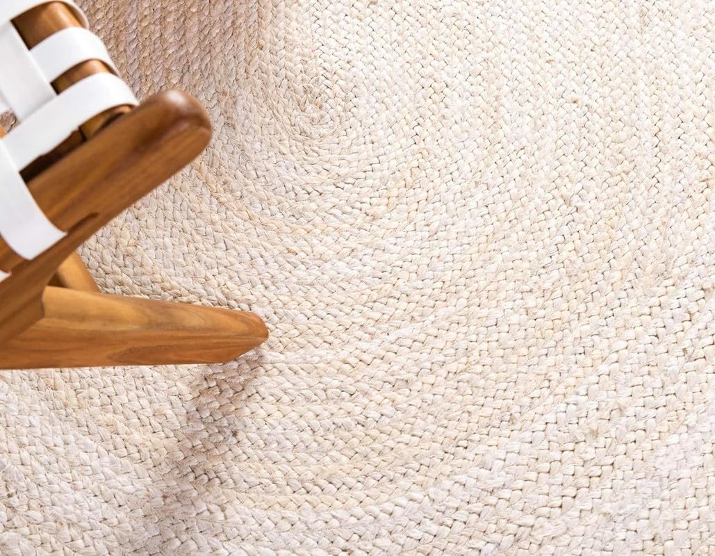 9' x 12' Oval Jute Oval Rug | Inner White | Boho Style Rustic
