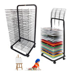 Stackable Wire Art Drying Rack with Wheels - Mobile Metal Steel Shelves for Classrooms & Art Studios 4-Tier 30-Inch Canvas Storage & Display Solution for Crafts & Artwork,25 Shelves