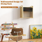 Wooden Art Drying Rack with 15 Adjustable Metal Shelves, Versatile Desktop and Wall-Mount Easel for Efficient Drying, Organizing, and Storing Canvas Artworks and Craft Projects