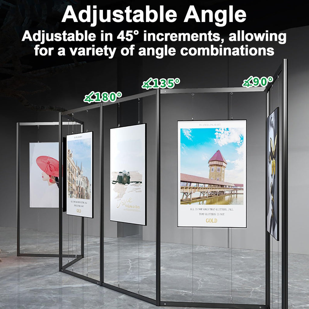 Adjustable Folding Display Rack for Art Exhibitions, Aluminum Advertising Stand, Freestanding Display Racks for Gallery, Craft Fair, Trade Show - 3pcs, 120x200cm (47.2x78.7in)