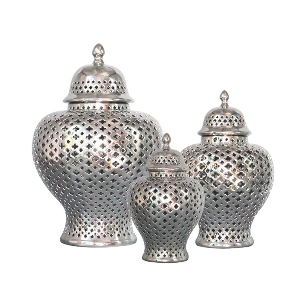 Sculpture Statue Gold Silver Ceramic Storage Jars with Lid Baroque Hollow Art Crafts European Vintage Ornaments Living Room Desk Decoration Modern Home Decoration (Color : Red)