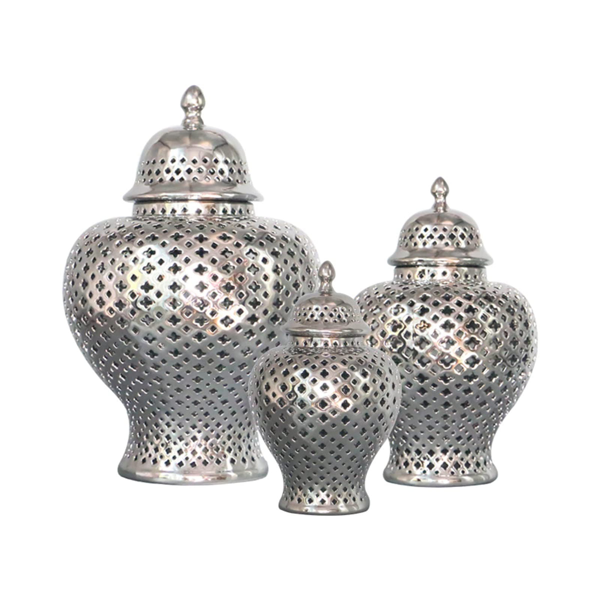 Sculpture Statue Gold Silver Ceramic Storage Jars with Lid Baroque Hollow Art Crafts European Vintage Ornaments Living Room Desk Decoration Modern Home Decoration (Color : Red)