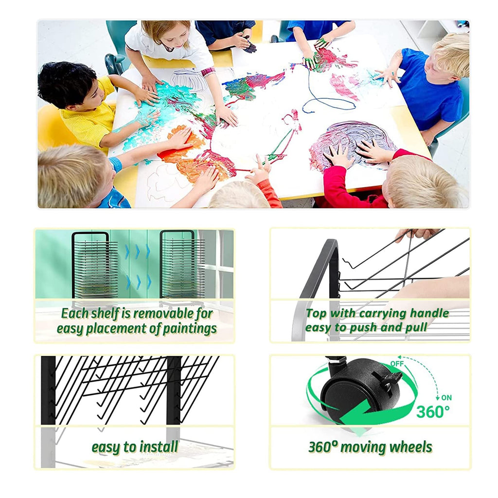 Sturdy Metal Wire Drying Rack with 20/25/30/35 Shelves - Ideal for Artwork Storage & Organization in Classrooms & Art Clubs - Perfect for Efficient Craft Drying Solutions