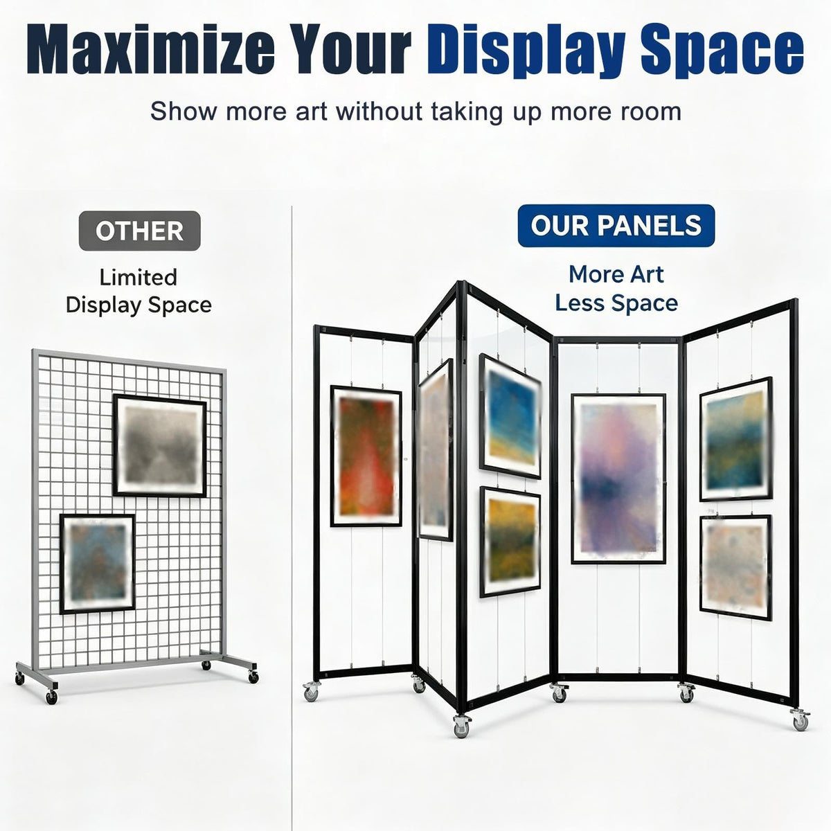 5 Panle Movable Folding Display Rack for Painting/ Art/ Craft Exhibition
