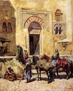Toperfect Oil Painting Handmade $50-$2000 by College Teachers - Wall Art Decor - 15 Wall Painting on Canvas - Craftsman Selling Cases By A Teak Wood Building Ahmedabad Indian Edwin Lord Weeks -Size3