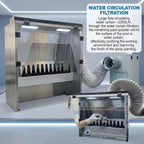 Spray Booth With Waterfall, Intelligent Water Curtain Paint Spray Booth，With Touch Control & Dual Filtration, 2200 L/H Flow & 3 Led Lights, Airflow Suction Max 1480m³/H For DIY Art, Crafts, Model