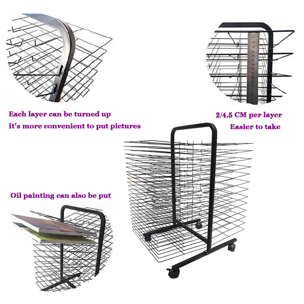 Sturdy Art Drying Rack for Classroom & Home Use - Metal Art Stand with Swivel Wheels Ideal for Painting Crafts Canvas Board Display & Art Studio nization
