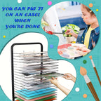 Stackable Wire Art Drying Rack with Wheels - Mobile Metal Steel Shelves for Classrooms & Art Studios 4-Tier 30-Inch Canvas Storage & Display Solution for Crafts & Artwork,25 Shelves