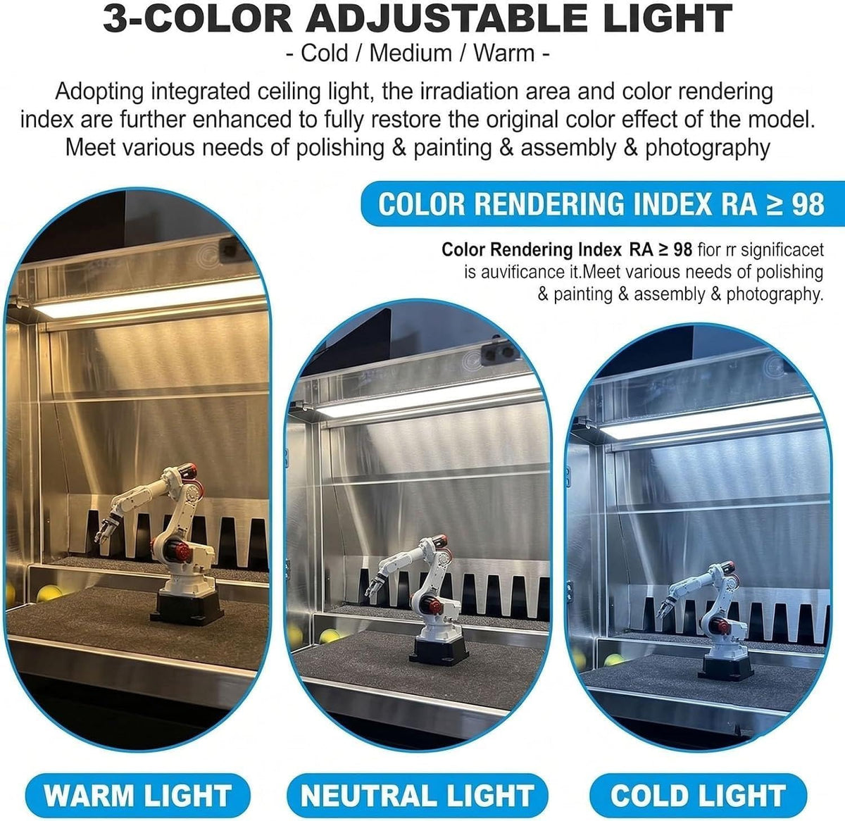 Spray Booth With Waterfall, Intelligent Water Curtain Paint Spray Booth，With Touch Control & Dual Filtration, 2200 L/H Flow & 3 Led Lights, Airflow Suction Max 1480m³/H For DIY Art, Crafts, Model
