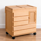 Amagogo Freestanding Creative Storage Cabinet on Casters Large Capacity Wooden Art Supply Cabinet Space-Saving Wooden Crafting Material Storage Cart