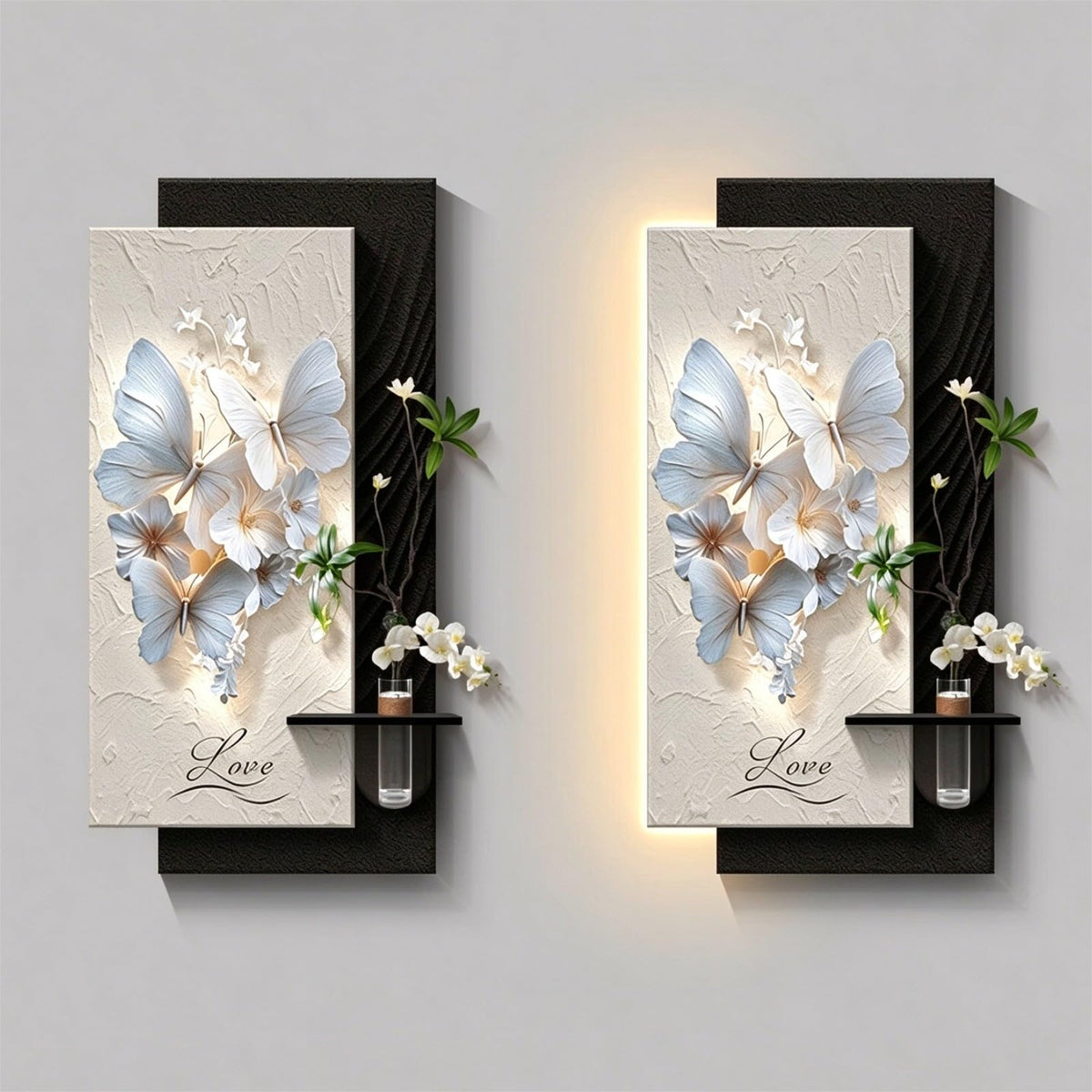 ZAHINWIE 3D LED Wall Art Decor, Sandstone Relief Sculpture, Mural