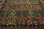 9x12 Hand Tufted Hand Made 100% Wool Donegal Branches Arts & Crafts Oriental Area Rug Gray with Green Undertone,Moss Color