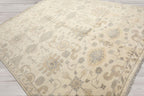 8'1''x10 Hand Knotted Ivory Gray Oushak Wool Traditional Arts & Crafts Washed Out Area Rug for Living Room, Kitchen, Bedroom, Home Office, Dining Room