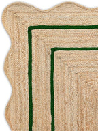 12' x 15' Jute Area Rug | Green Border Crafted Layer Inviting