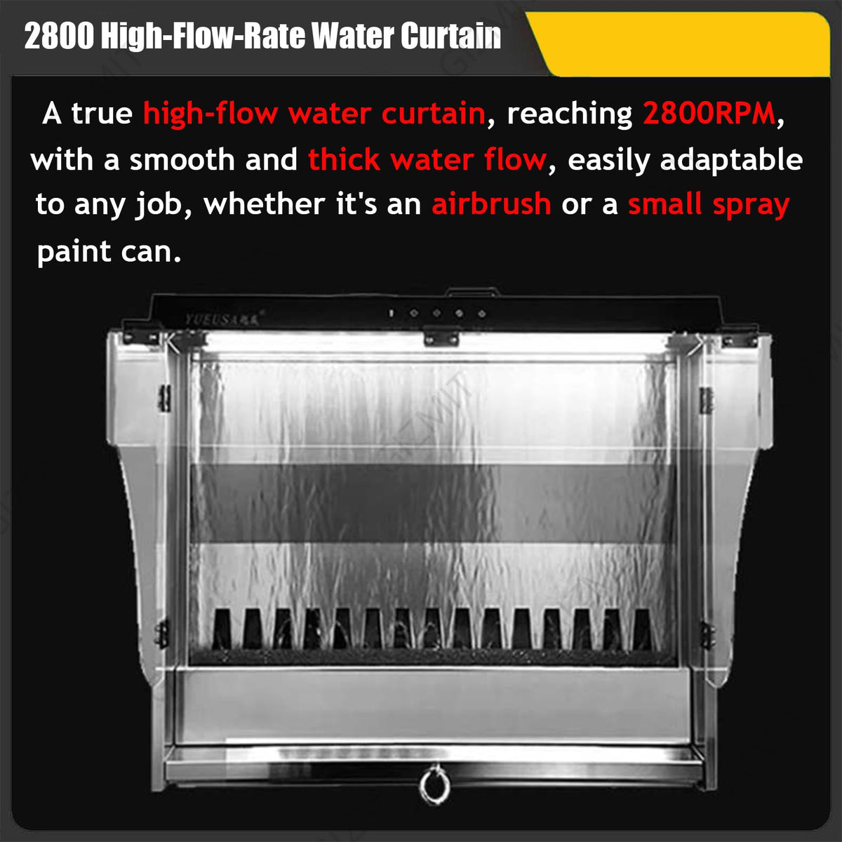Waterfall Spray Booth for Airbrush, Touch Control & Dual Filtration, 2200 L/H Flow, 3 LED Lights, Max Airflow 1480m³/H, Ideal for DIY Art, Crafts & Models