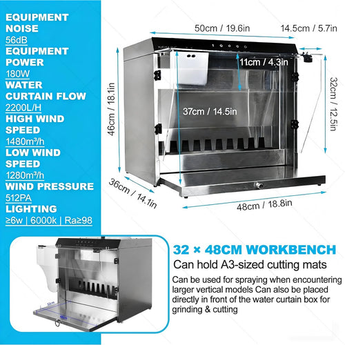 Airbrush Spray Booth Kit with Water Curtain and Extraction Filter for Model Making, Cake Decorating, Nail Art, Pottery, and Craft Projects