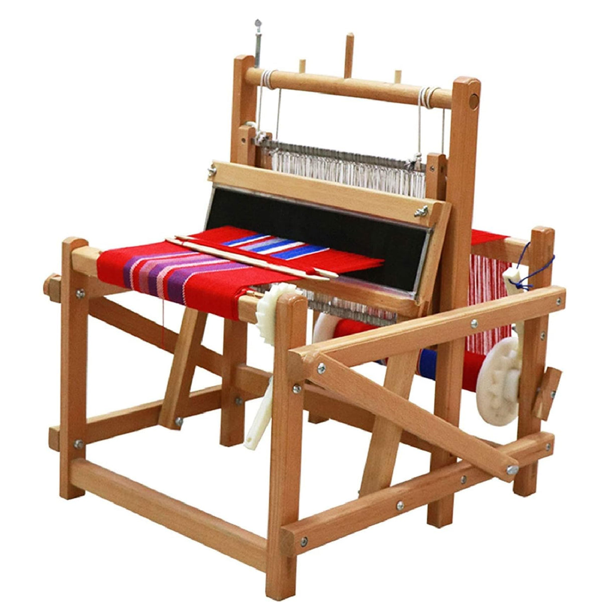 SICWEDIM Weaving Loom Kit - DIY Wooden Hand-Knitting Frame with Mixed Yarns for Beginners and Adults - Foldable Art Craft Kit