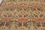 8'x10' Hand Knotted Muted Turkish Oushak William Morris Tulip & Lilly 100% Wool Arts and Craft Traditional Oriental Area Rug Brown, Green Color