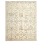 8'1''x10 Hand Knotted Ivory Gray Oushak Wool Traditional Arts & Crafts Washed Out Area Rug for Living Room, Kitchen, Bedroom, Home Office, Dining Room