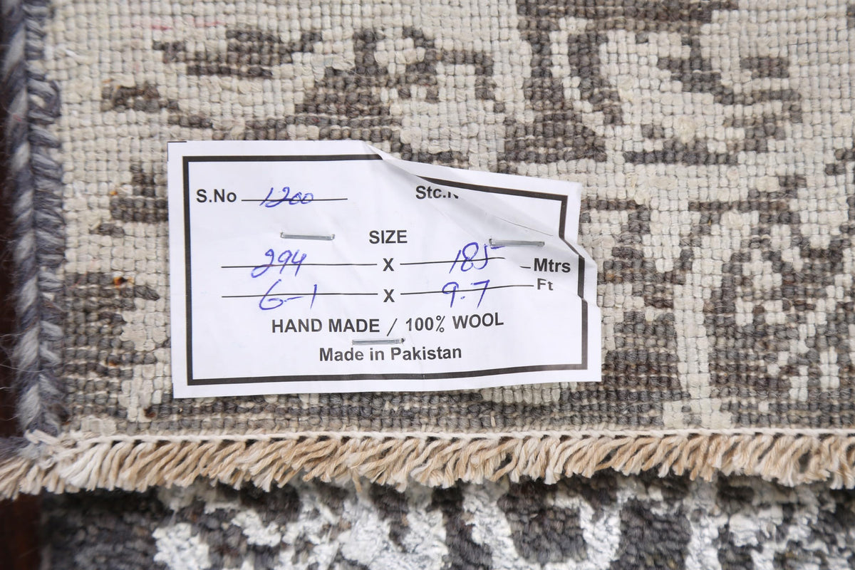 Rug Source Modern Collection 6x10 Art & Craft Area Rug, Hand Knotted Greys & Charcoal All-Over Rug, Oriental Wool & Silk Carpet for Bedroom, Living Room, Dining Room