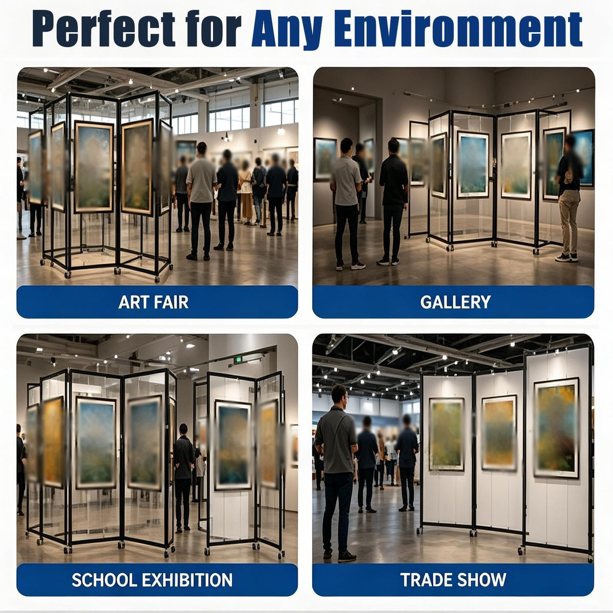 5 Panle Movable Folding Display Rack for Painting/ Art/ Craft Exhibition