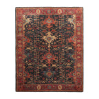 8x10 ft Rectangular Hand Tufted Handmade 100% Wool Arts & Crafts Oriental Area Rug Dark Blue,Wine Color Indoor Rug for Living Room, Kitchen, Bedroom, Home Office, Dining Room