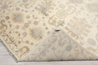 8'1''x10 Hand Knotted Ivory Gray Oushak Wool Traditional Arts & Crafts Washed Out Area Rug for Living Room, Kitchen, Bedroom, Home Office, Dining Room