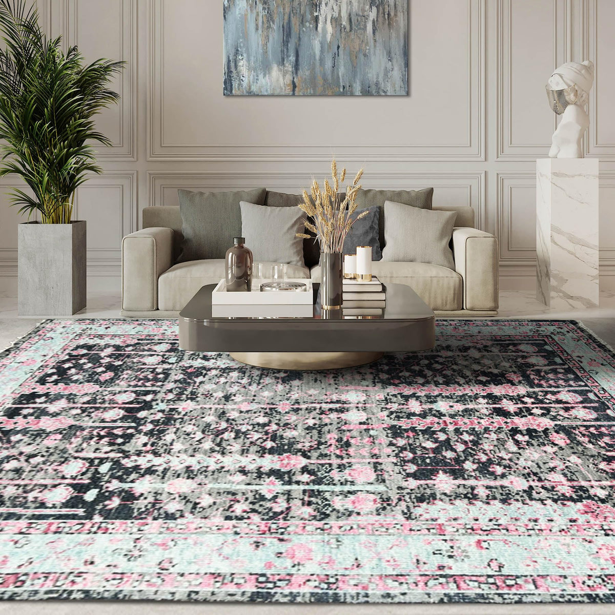 9'4''x12'11'' Hand Knotted Arts & Crafts 100% Wool Indo Oushak Traditional Oriental Area Rug Black,Gray Color