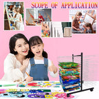 Art Drying Rack for Classroom Painting Crafts, A3, 8K Canvas Board Hanger - Art Shelf Storage Rack with Wheels, Perfect for Education School and Art Club Shelves,