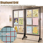 2 Pack Freestanding Folding Display Rack with Grid Wall And Wheels