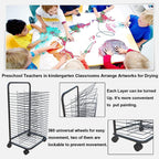 Art Drying Rack with Locking Wheels - Functal Versatile Canvas Rack for Paint Drying, Classroom Art Storage, Adjustable Shelves for Crafts - 3