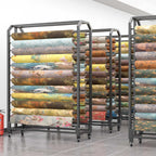 Textile Fabric Roll Storage Rack, Heavy Duty Metal Butcher Paper Holder, Mobile Gift Wrap Rack for Classroom Arts and Crafts