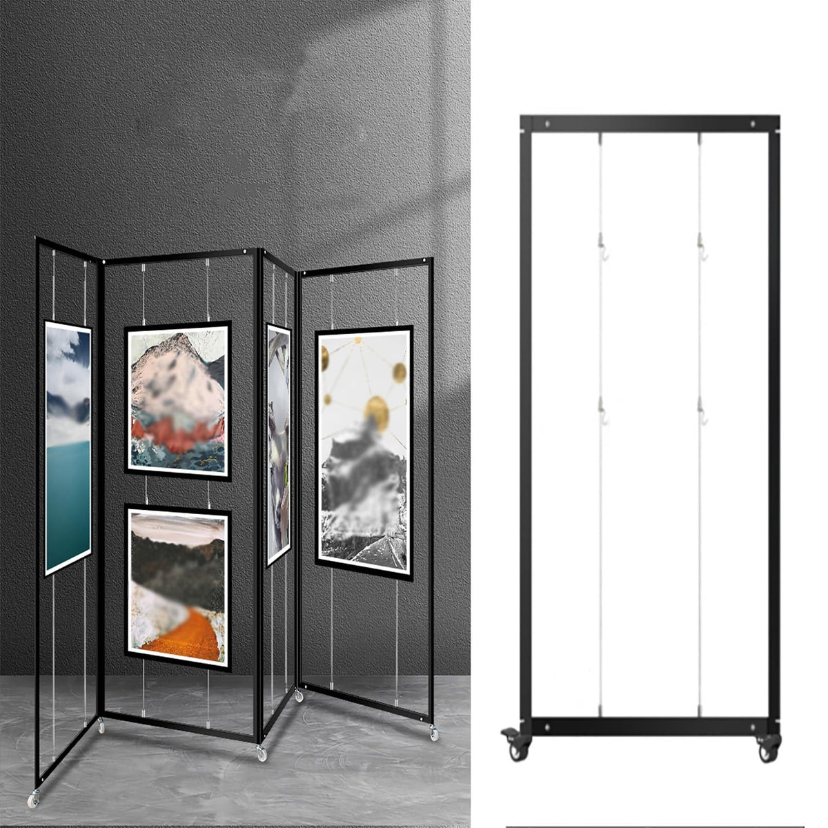 SARKEY Display Rack for Painting Exhibition, Movable Folding Advertising Shelf, Freestanding Gallery Display Board, Painting Show Stand, for Art Gallery, Craft Fair, Booth(5pcs,100x250cm/39.4x98.4in)