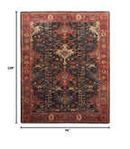 8x10 ft Rectangular Hand Tufted Handmade 100% Wool Arts & Crafts Oriental Area Rug Dark Blue,Wine Color Indoor Rug for Living Room, Kitchen, Bedroom, Home Office, Dining Room