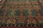 9x13 Hand Tufted Hand Made 100% Wool Donegal Branches Arts & Crafts Oriental Area Rug Gray with Green Undertone,Moss Color