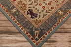 8x10 Hand Tufted Hand Made 100% Wool Arts and Craft Transitional Oriental Area Rug Beige,Blue Color