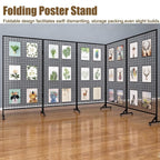 2 Pack Freestanding Folding Display Rack with Grid Wall And Wheels