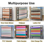 10/12/14/16/18/20-roll Commercial Large Mobile Gift Wrap Rack for Classroom Arts Crafts Activity Holder Loads 660 LBS, Metal Textile Fabric Rolls Organizer - Adjustable Spacing(14 rods,W195cm)