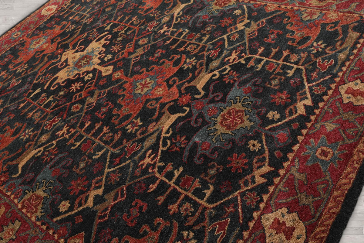 8x10 ft Rectangular Hand Tufted Handmade 100% Wool Arts & Crafts Oriental Area Rug Dark Blue,Wine Color Indoor Rug for Living Room, Kitchen, Bedroom, Home Office, Dining Room