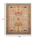 8'9''x11'9'' ft Rectangular Hand Tufted Handmade 100% Wool Arts and Craft Transitional Oriental Beige, Blue Indoor Area Rug for Living Room, Bedroom, Dining Room, Kitchen, Hallway, Home Office