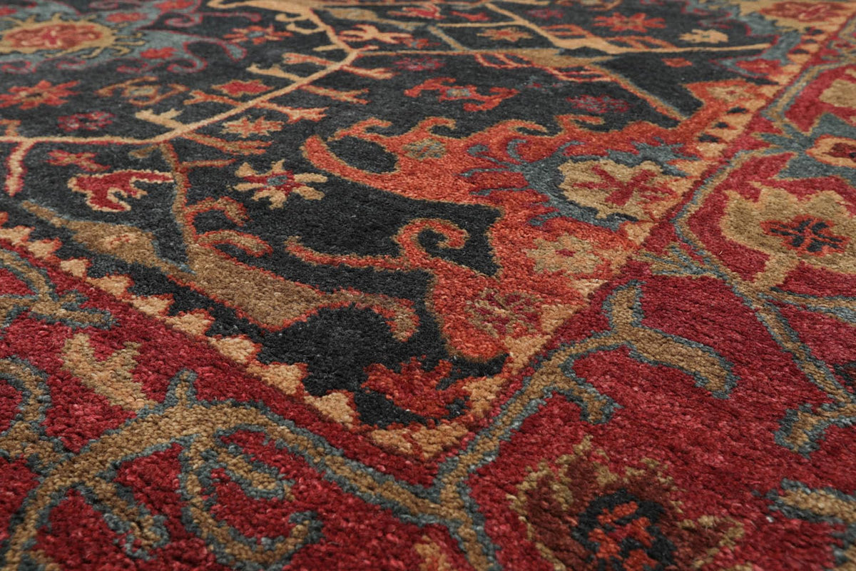 8x10 ft Rectangular Hand Tufted Handmade 100% Wool Arts & Crafts Oriental Area Rug Dark Blue,Wine Color Indoor Rug for Living Room, Kitchen, Bedroom, Home Office, Dining Room