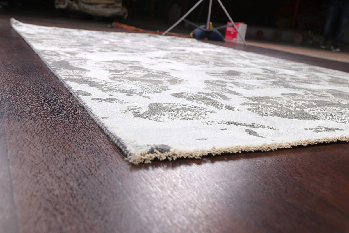 Rug Source Modern Collection 6x10 Art & Craft Area Rug, Hand Knotted Greys & Charcoal All-Over Rug, Oriental Wool & Silk Carpet for Bedroom, Living Room, Dining Room